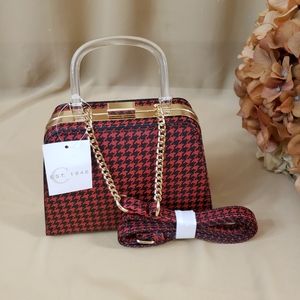C Est.1946 mini Houndstooth handbag radiant red